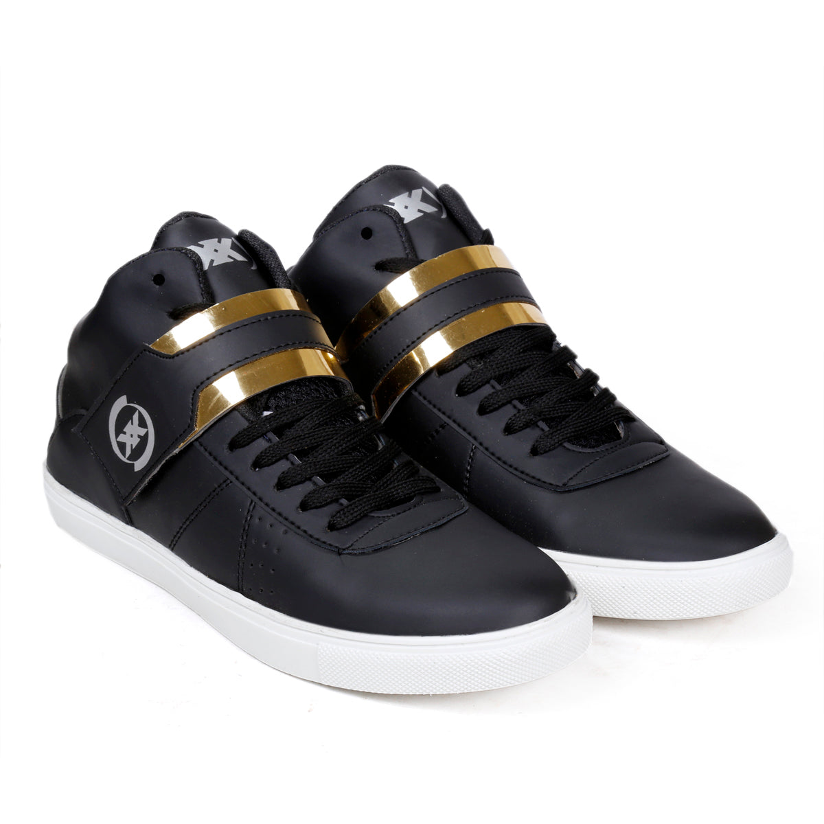 Men/s Faux Leather Casual Sneakers With Lace And Strap Boots