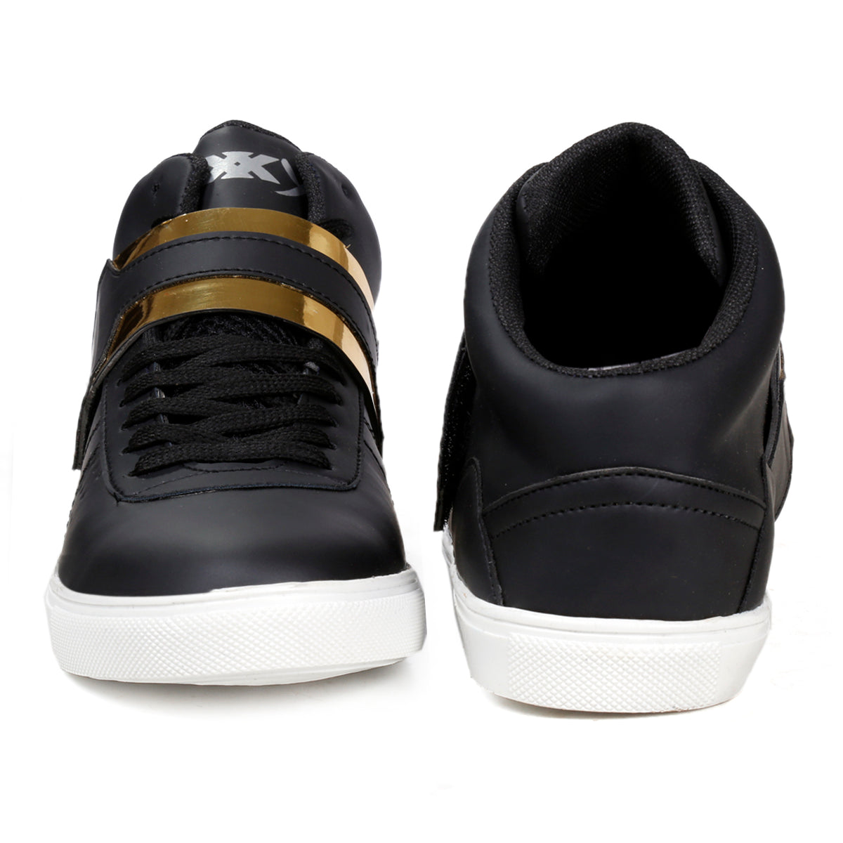 Men/s Faux Leather Casual Sneakers With Lace And Strap Boots