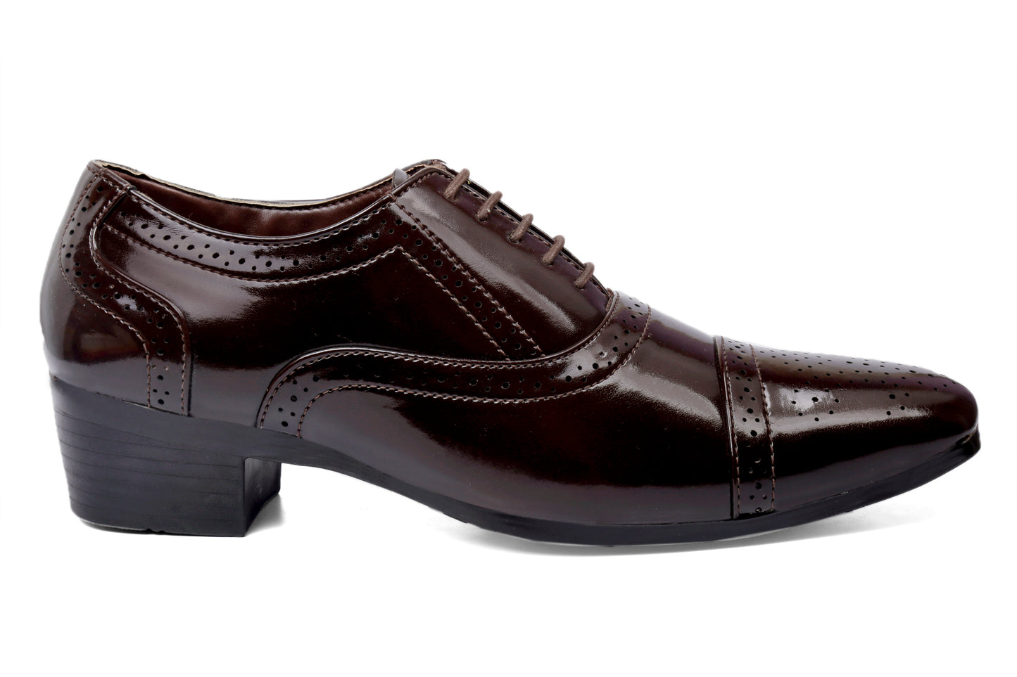 Men's Height Increasing Faux Leather Oxford Semi Brogue Formal Lace-Up Shoes