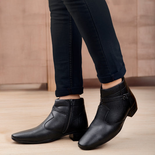 BXXY 2 Inch Height Increasing Ankle Zipper Boots For Men