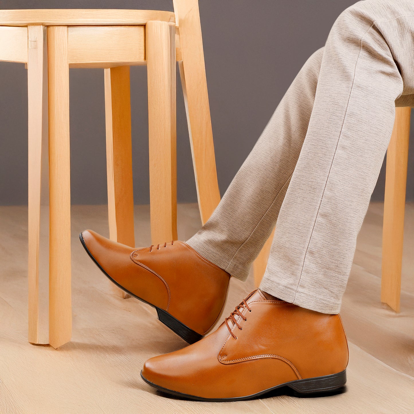 9 cm (3.5 Inch) Hidden Height Increasing Lace-Up Derby Shoes