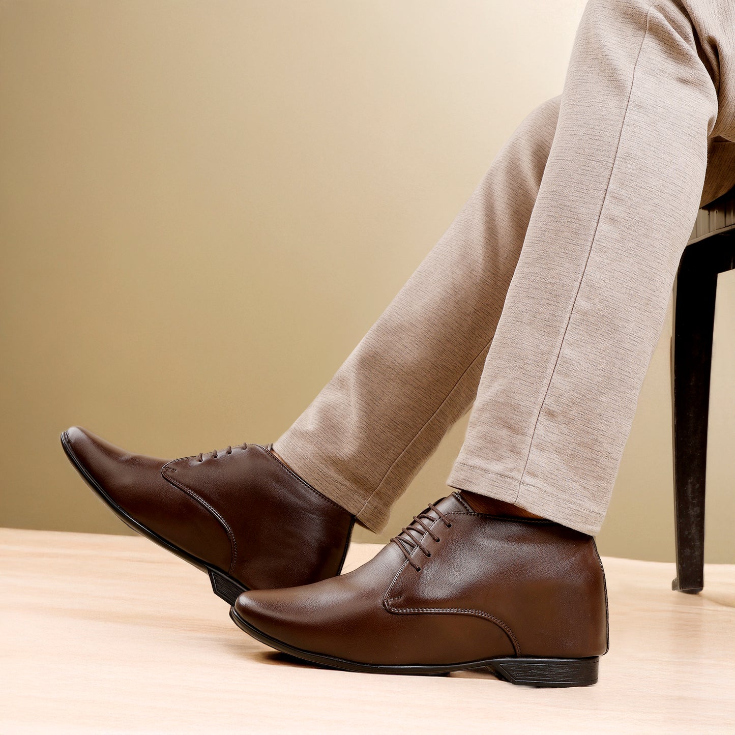 9 cm (3.5 Inch) Hidden Height Increasing Lace-Up Derby Shoes