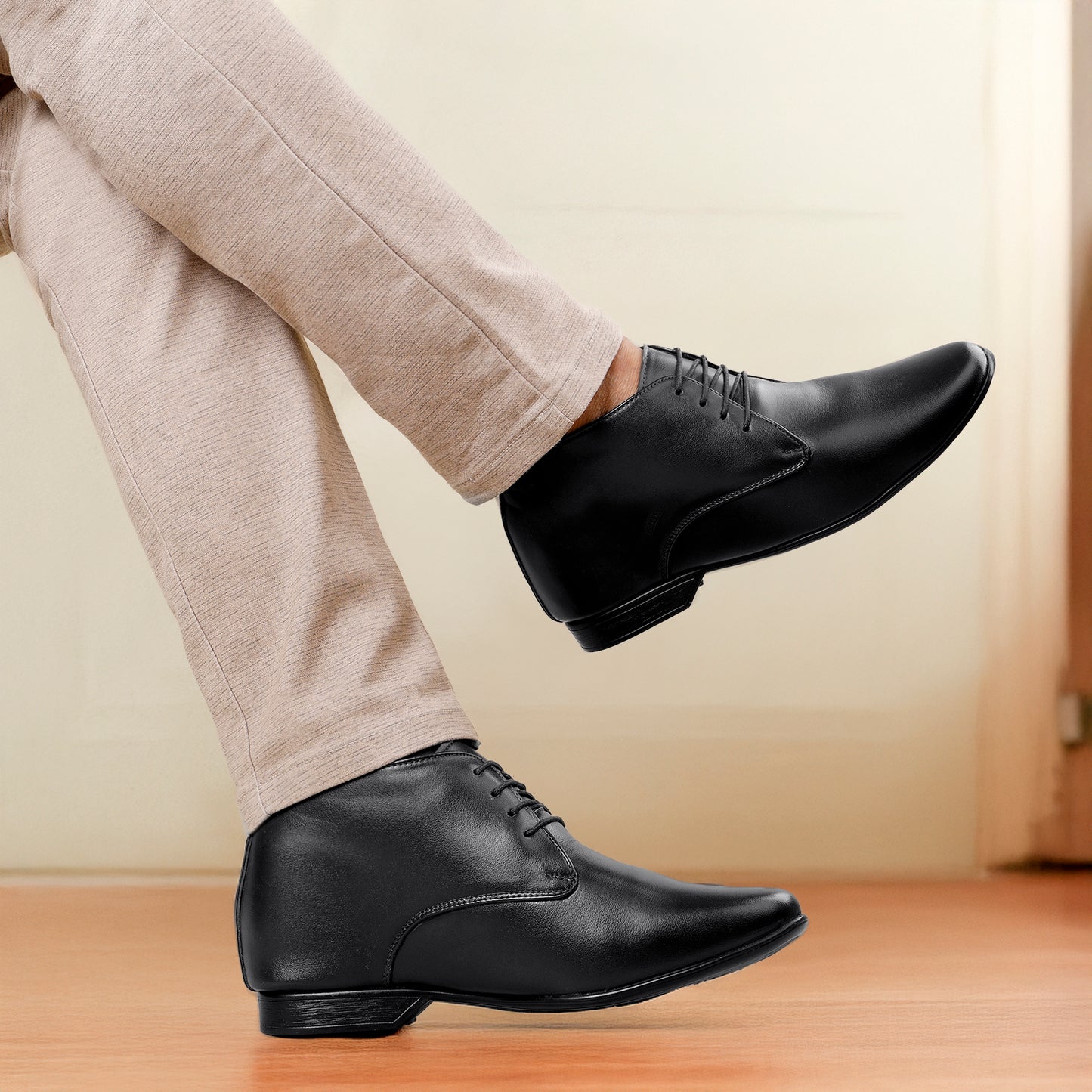 9 cm (3.5 Inch) Hidden Height Increasing Lace-Up Derby Shoes