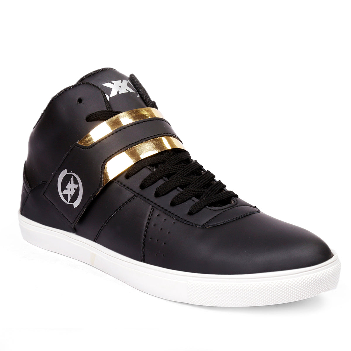 Men/s Faux Leather Casual Sneakers With Lace And Strap Boots