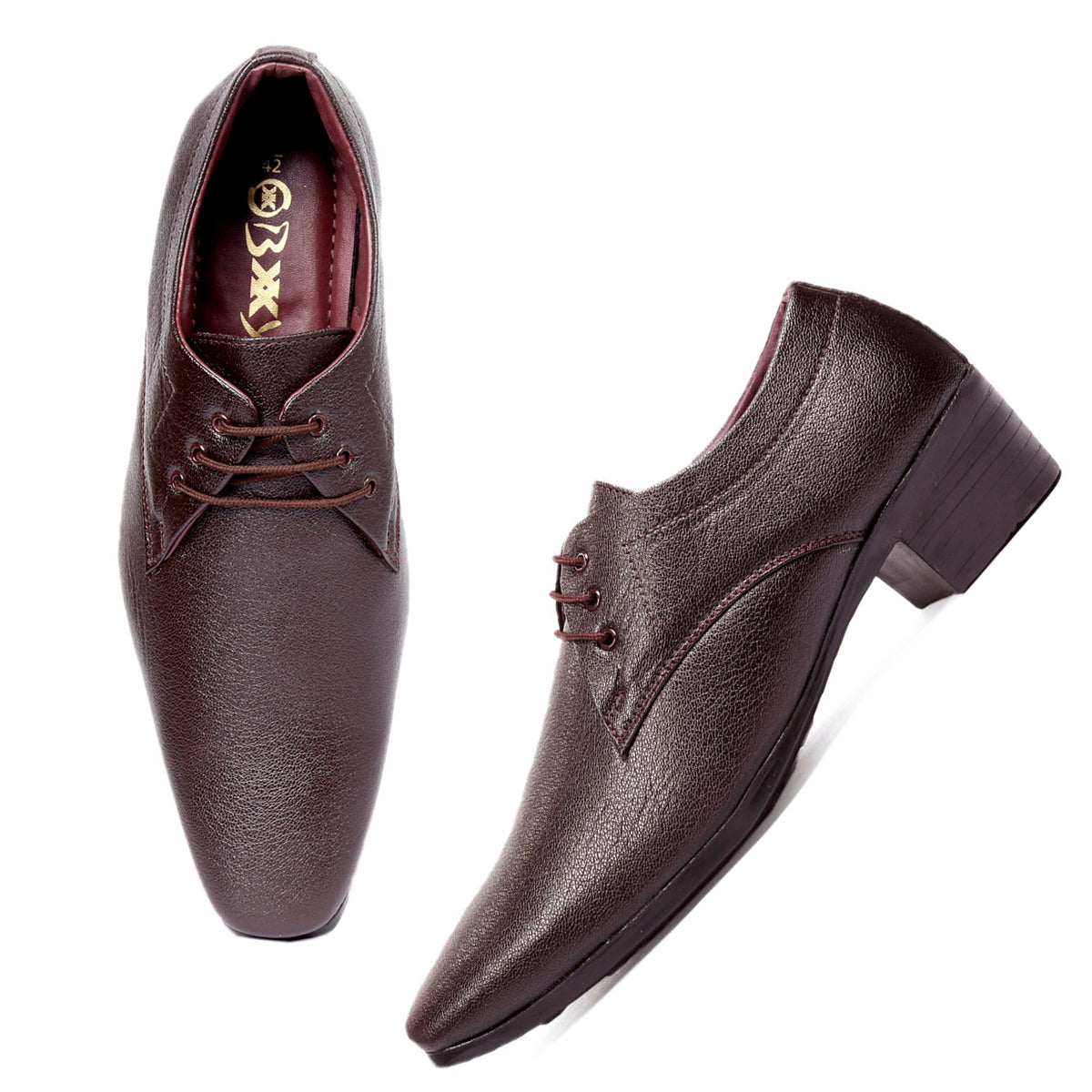 Men/s Height Increasing Derby Faux Upper Formal Wear Black Lace Up Shoes