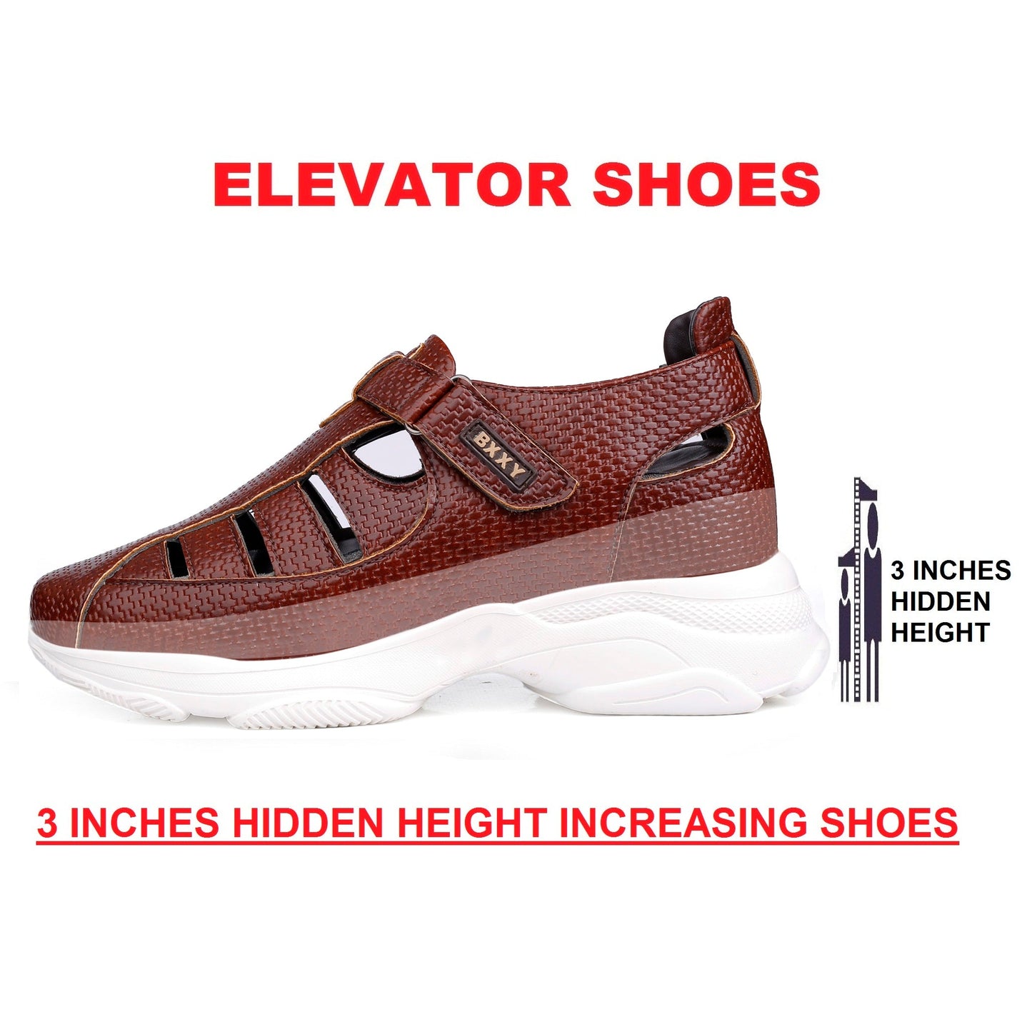 Bxxy's 3 Inch Hidden Height Increasing High-end Fashionable Sandals for Men
