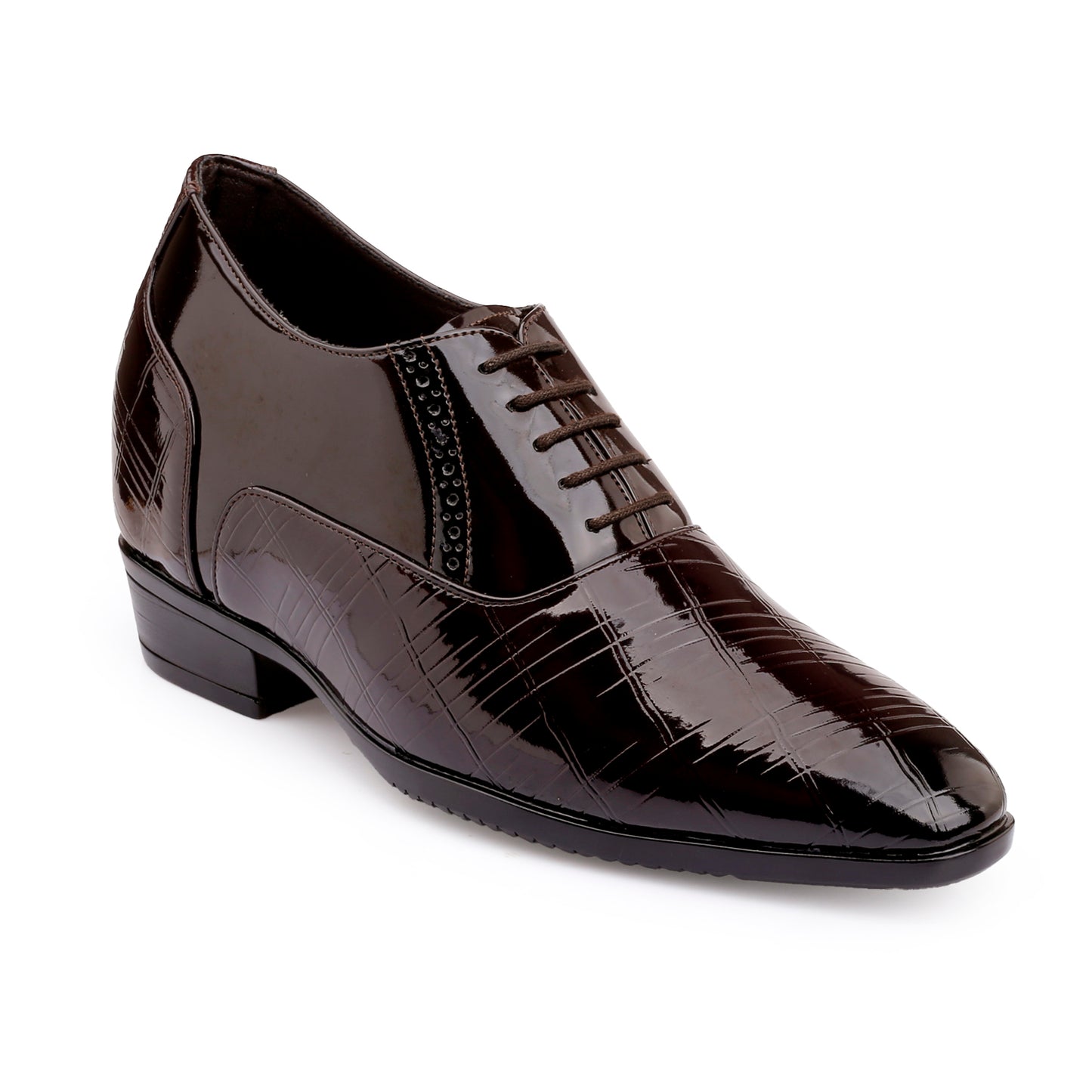 3.5” Elevator Shoes for Men – Glossy Black, Hidden Heel for Height Boost