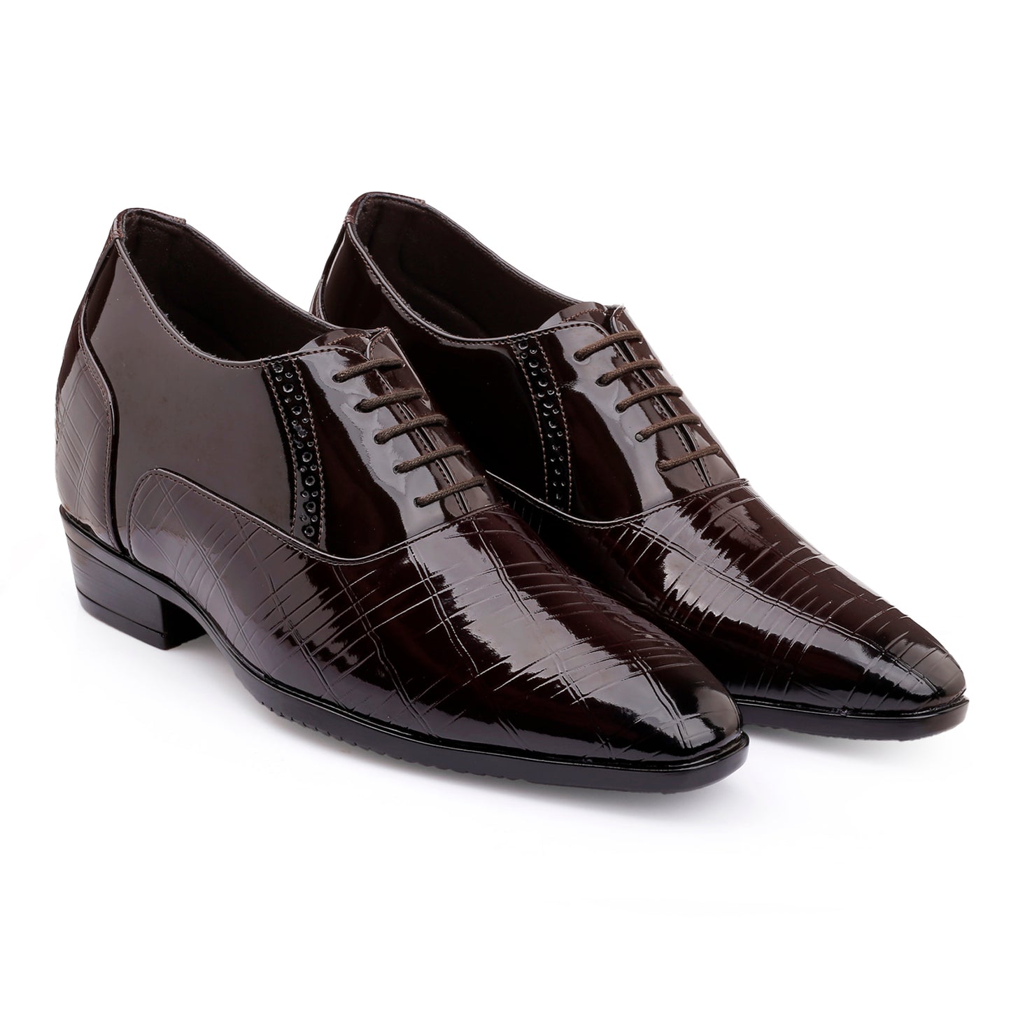 3.5” Elevator Shoes for Men – Glossy Black, Hidden Heel for Height Boost