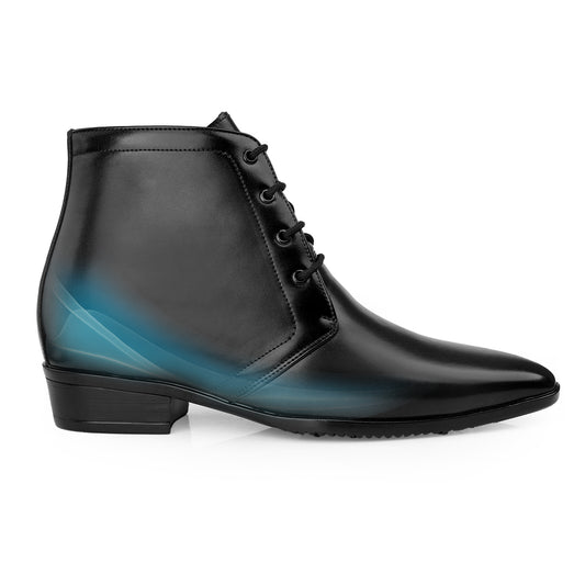 BXXY Men's 3.5 Inches Hidden Height Increasing Formal Lace-up Boot - Black
