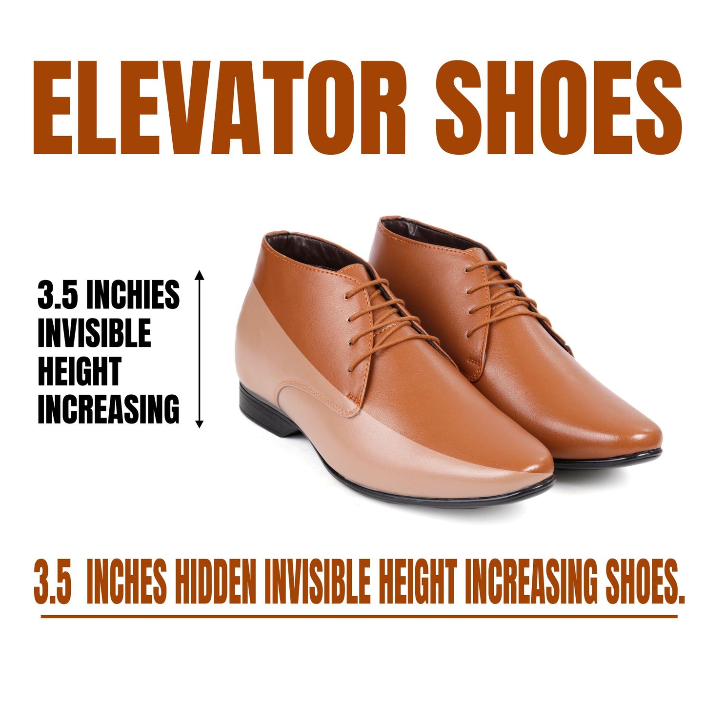 BXXY 9 cm Hidden Height Increasing Formal Derby Boots for Men