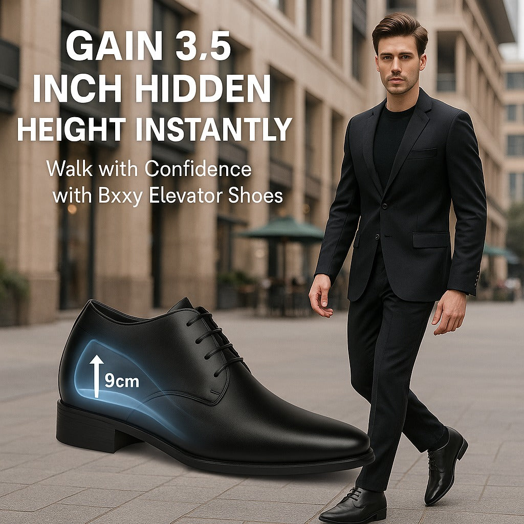 9 cm (3.5 Inch) Hidden Height Increasing Lace-Up Derby Shoes