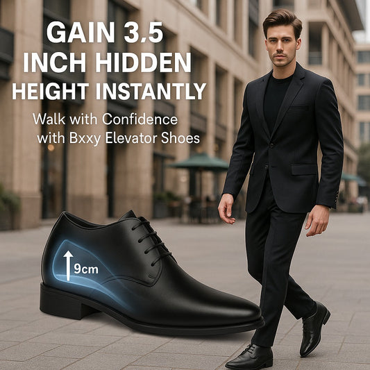 9 cm (3.5 Inch) Hidden Height Increasing Lace-Up Derby Shoes