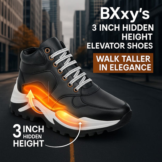 Men's 3 Inch Hidden Height Increasing Stylish Lace-up Boots