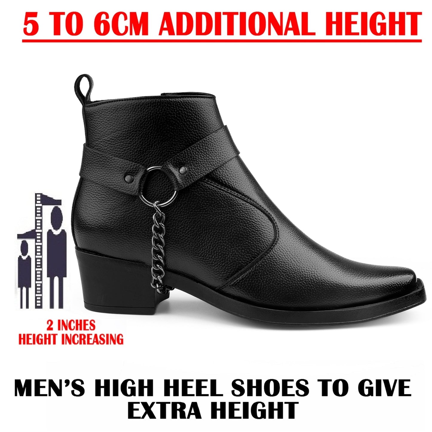 Stylish 2 Inches Heel Height Elevator Boots for Extra Confidence