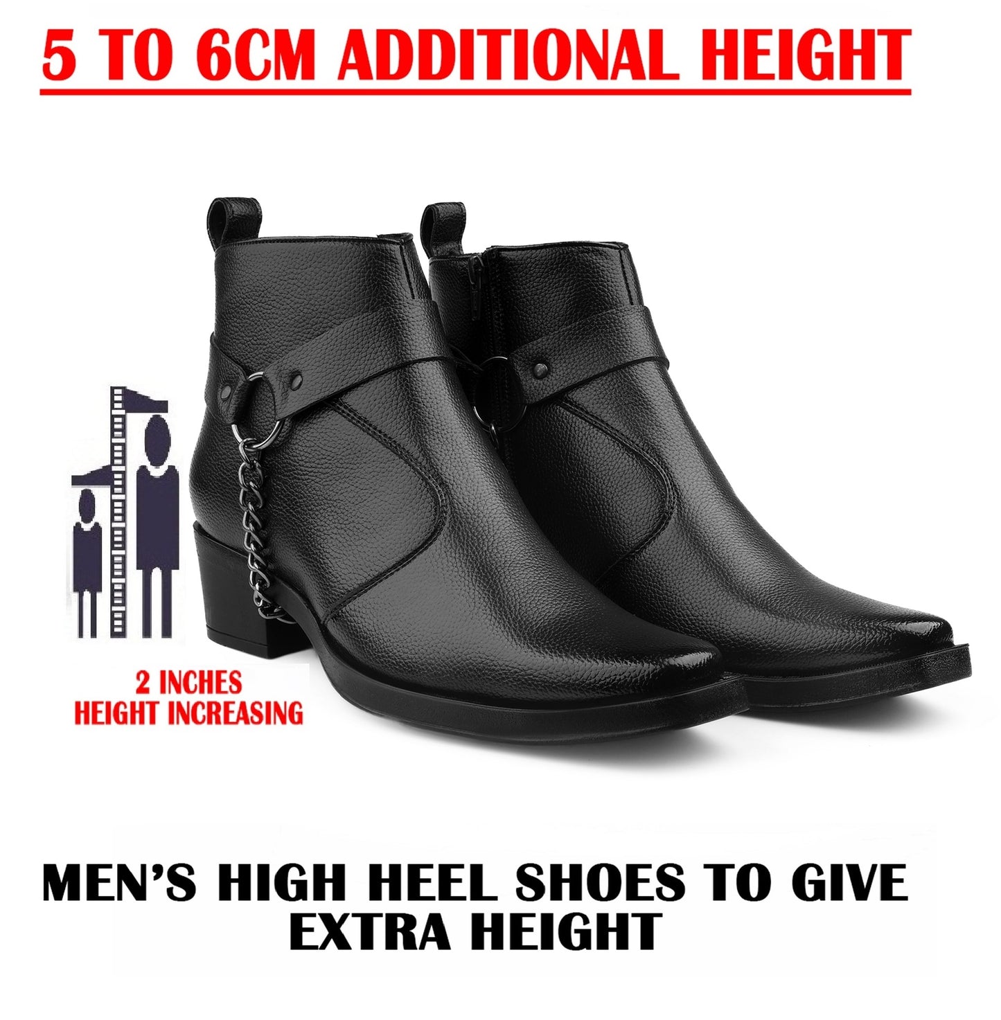 Stylish 2 Inches Heel Height Elevator Boots for Extra Confidence