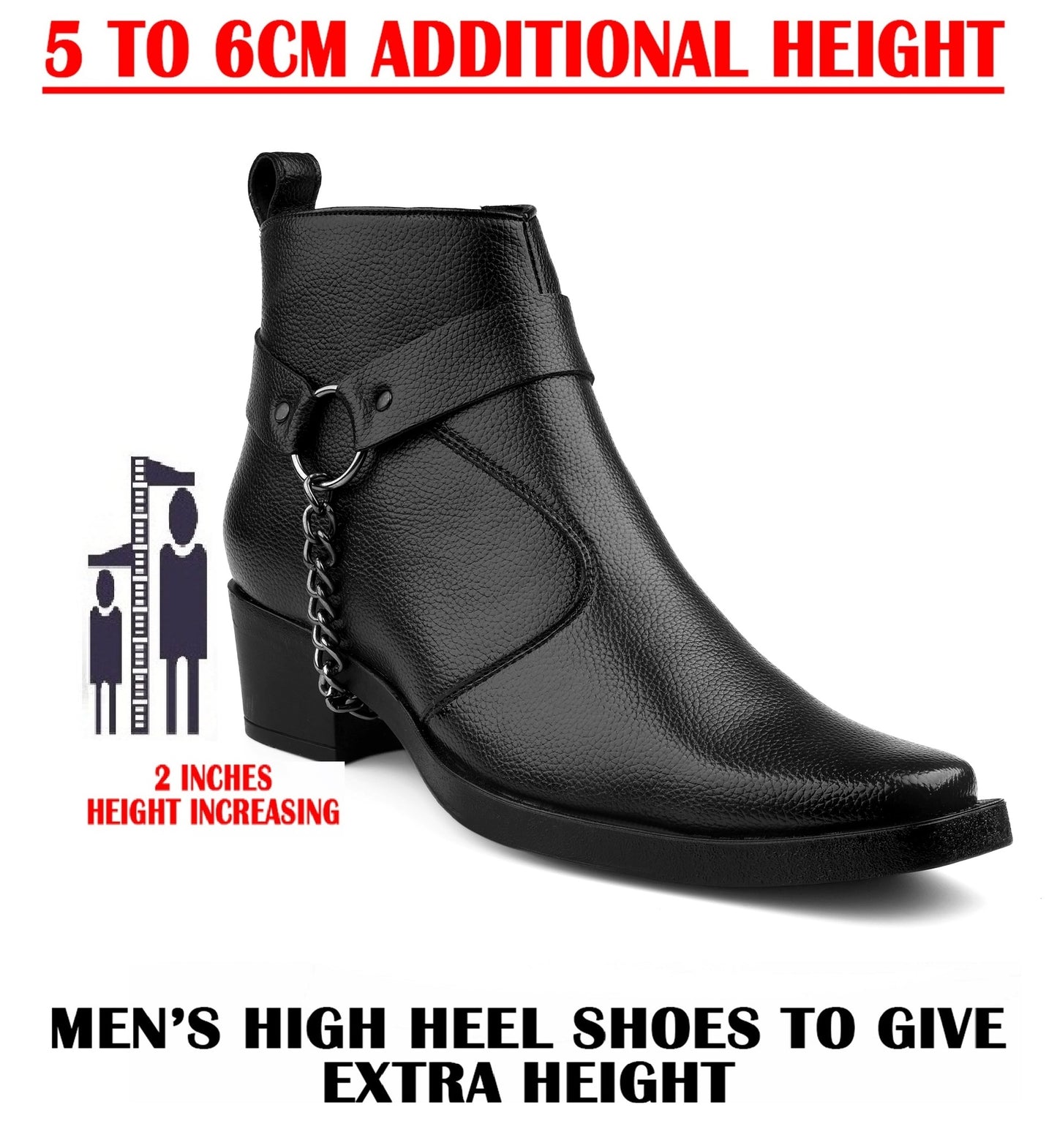 Stylish 2 Inches Heel Height Elevator Boots for Extra Confidence