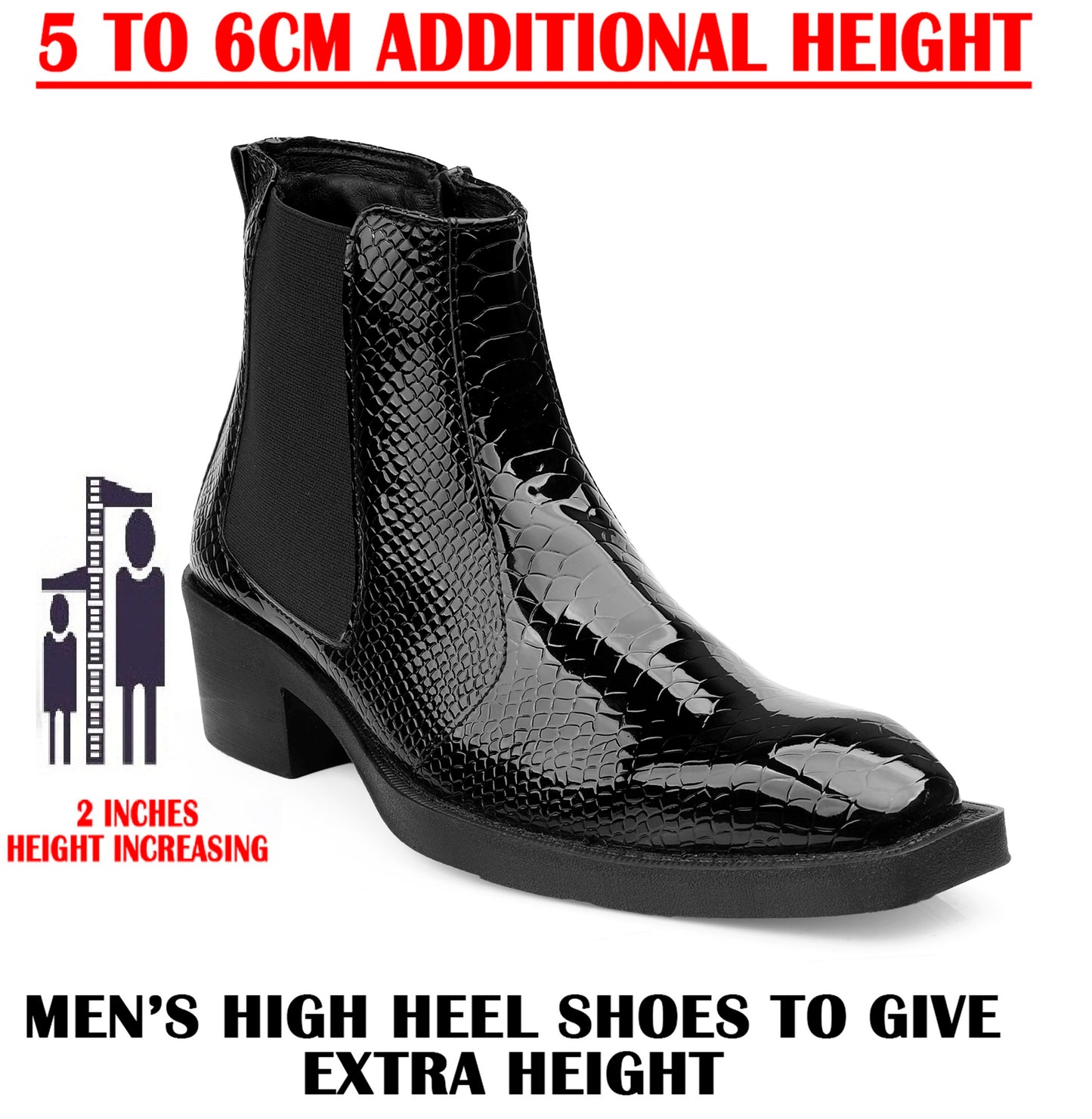 Men's Elevator Boots with 2 Inches Heel Height Boost