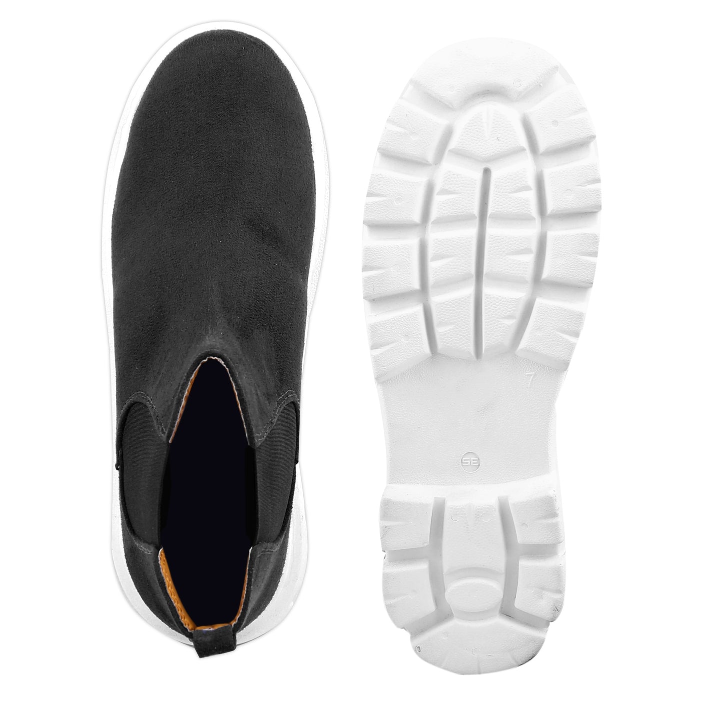 Bxxy Men's Suede Material Casual Chelsea Slip-On Boots