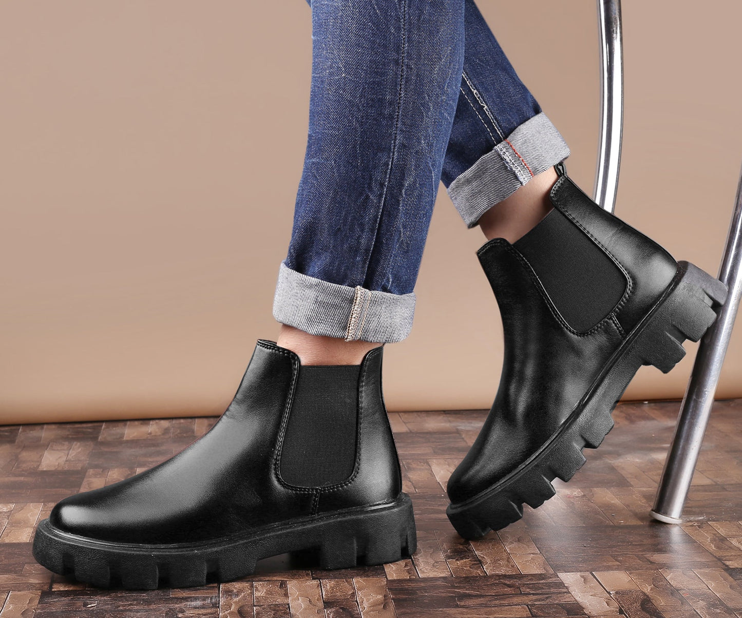 Bxxy's Faux Leather Slip-on Boots for Men