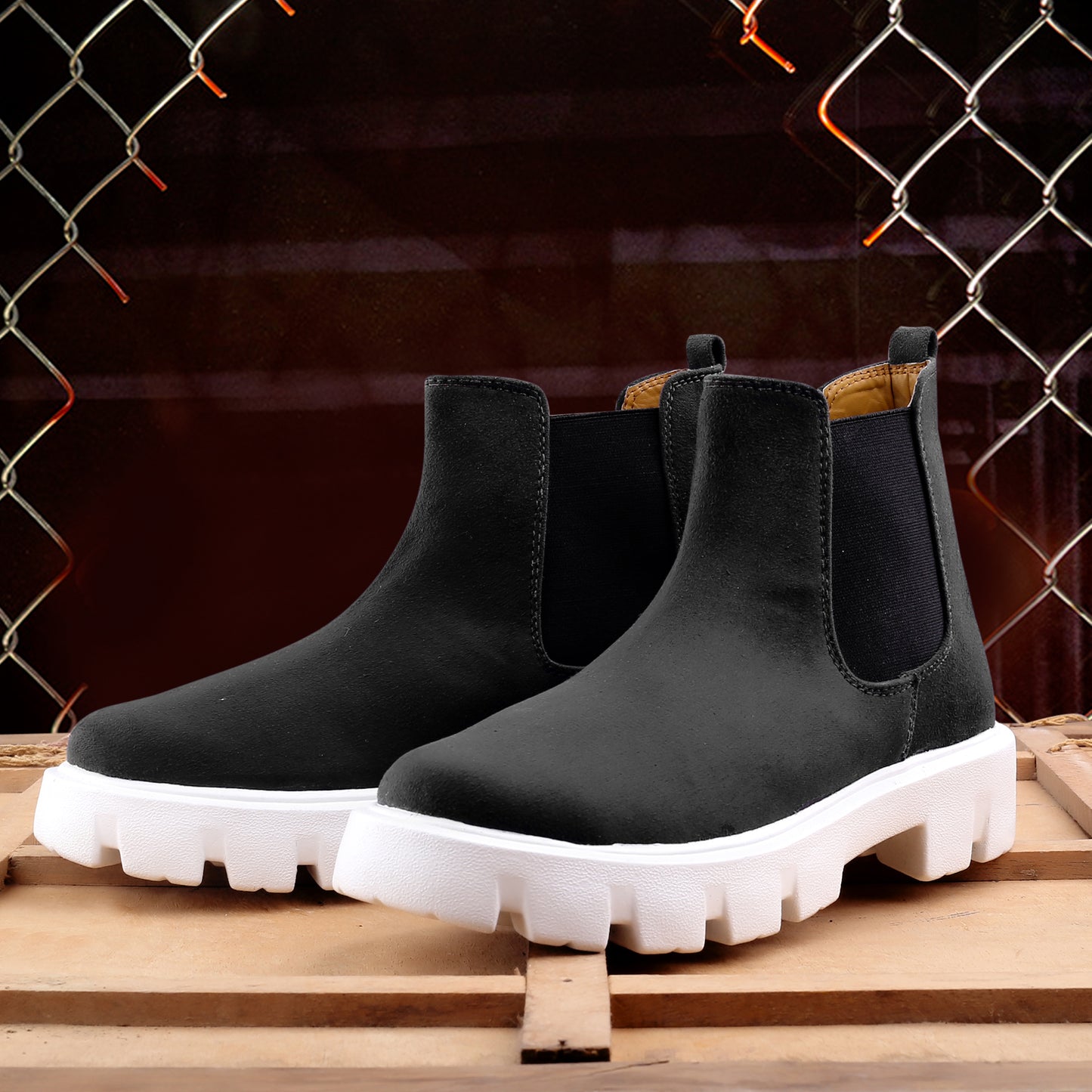 Bxxy Men's Suede Material Casual Chelsea Slip-On Boots