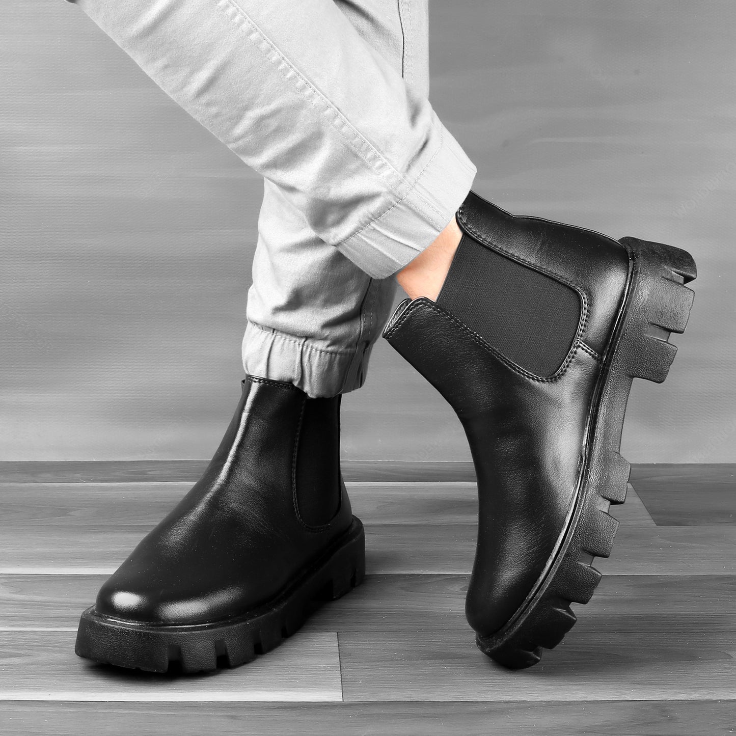 Bxxy's Faux Leather Slip-on Boots for Men
