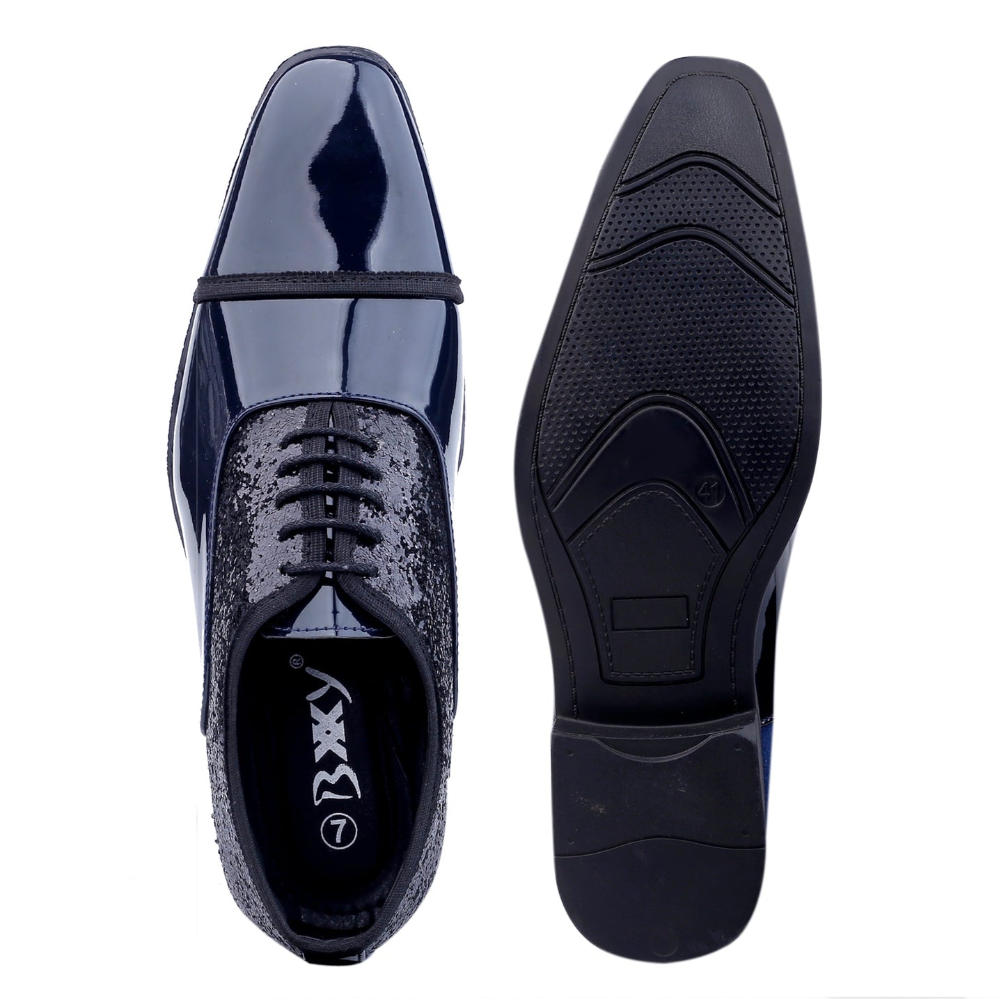 Bxxy's Faux Leather Semi Suede Classic Party Wear Lace-up Shoes for Men