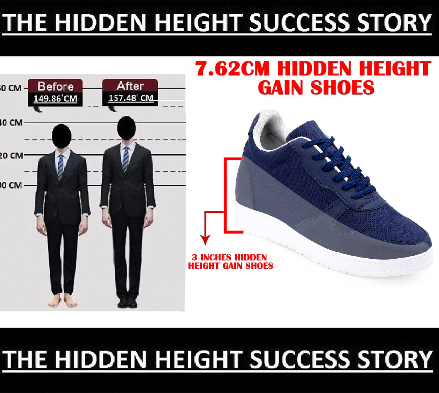 Bxxy 3 Inch Hidden Height sports Shoes