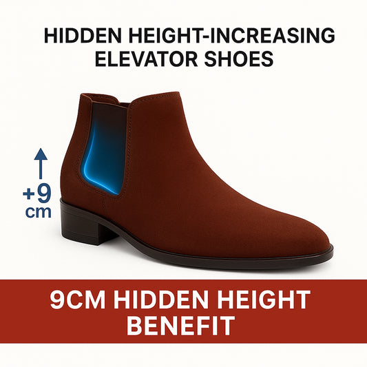 9CM Hidden Heel Lift Ankle Chelsea Boots for Men