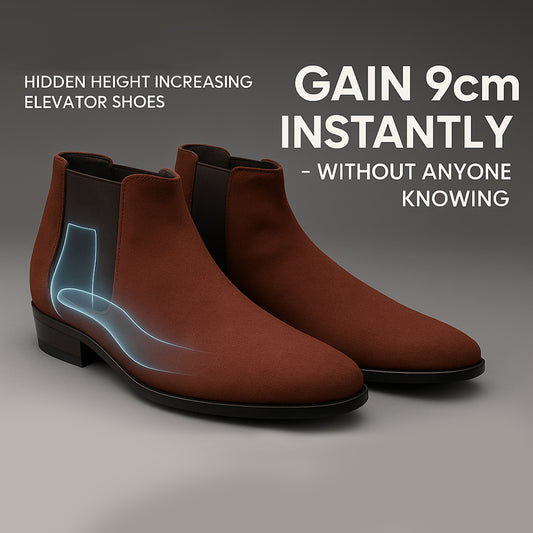 Men's New 9CM Hidden Heel Lift Ankle Chelsea Boots