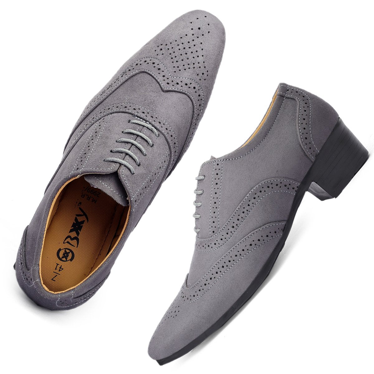 BXXY Mens Suede Height Increasing Casual Oxford Brogue Shoes All Occasions