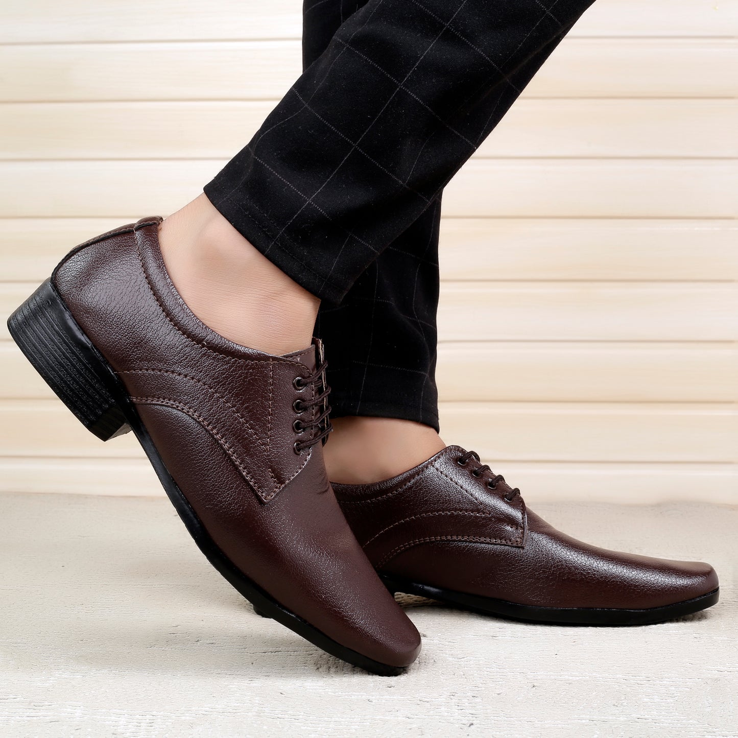 Men/s Formal Derby Faux Upper Office Wear Lace Up Black Shoes