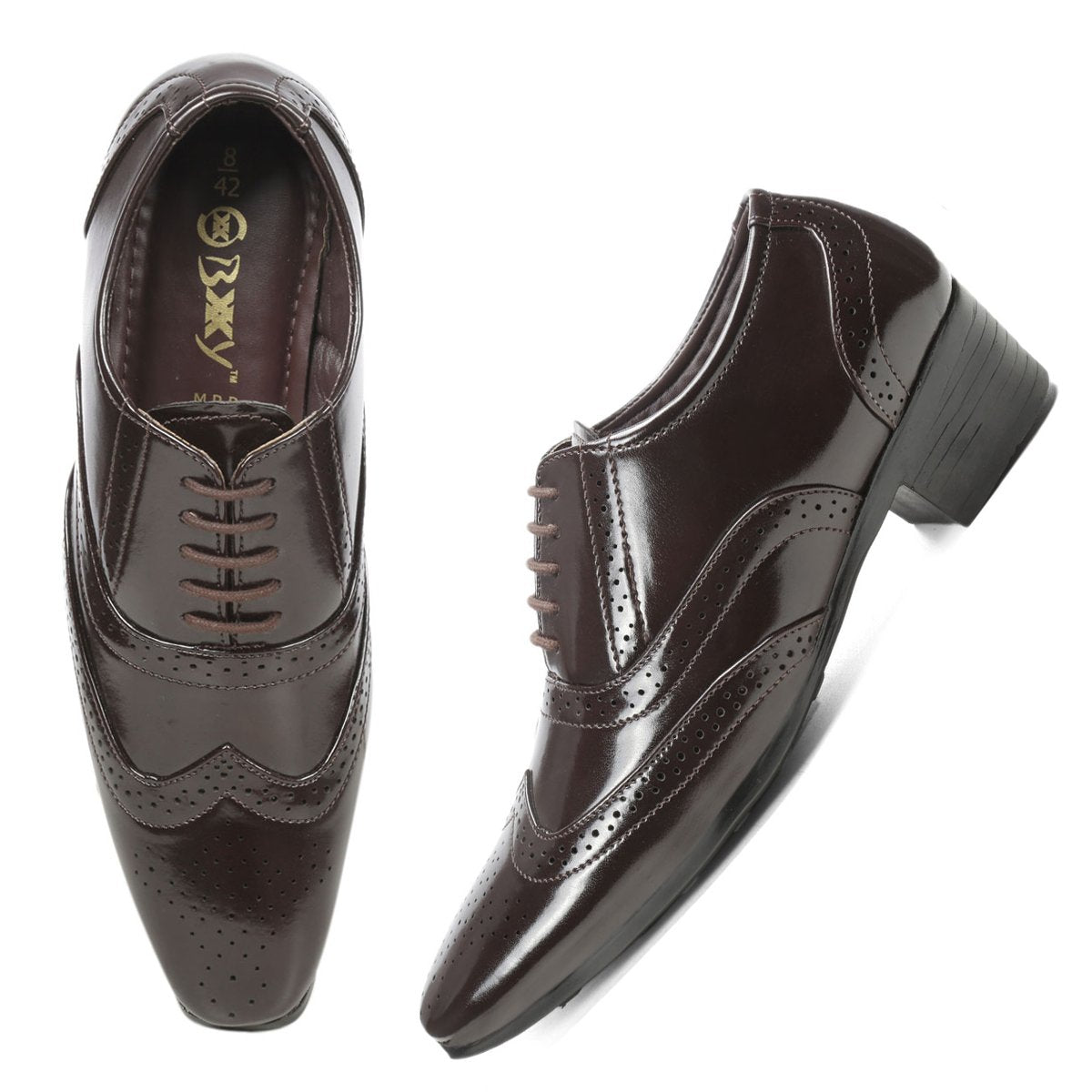 BXXY Men's Height Increasing Formal Brogue Faux Leather Oxford Shoes