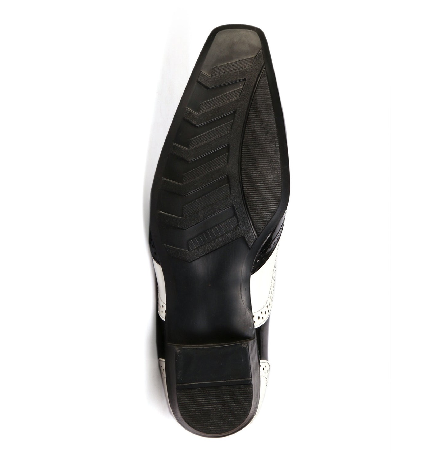 Men/s Height Increasing Faux Upper Black N White Mafia Oxford Brogue Lace-Up Shoes