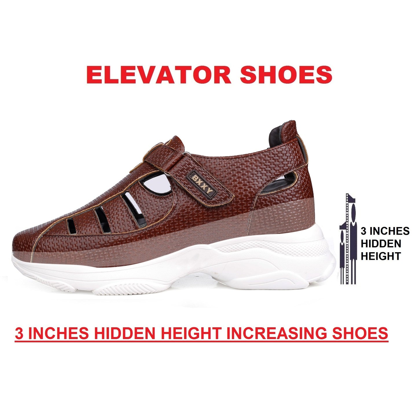 Men's 3 Inch Hidden Height Increasing Latest Casual Bxxy's Elevator Sandals