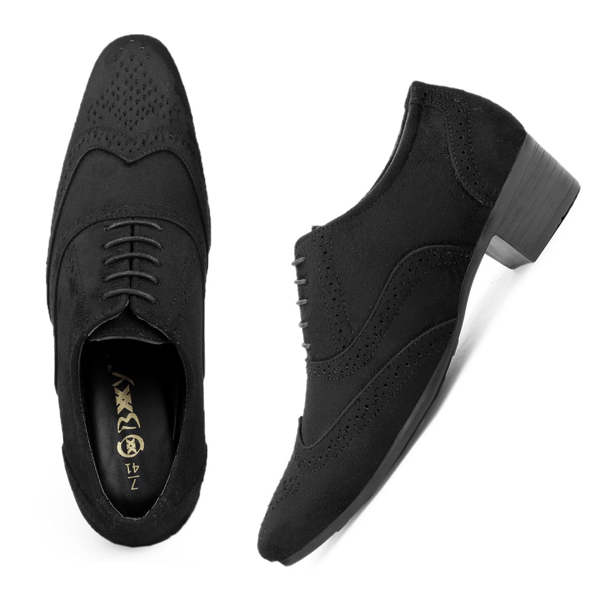 BXXY Mens Suede Height Increasing Casual Oxford Brogue Shoes All Occasions