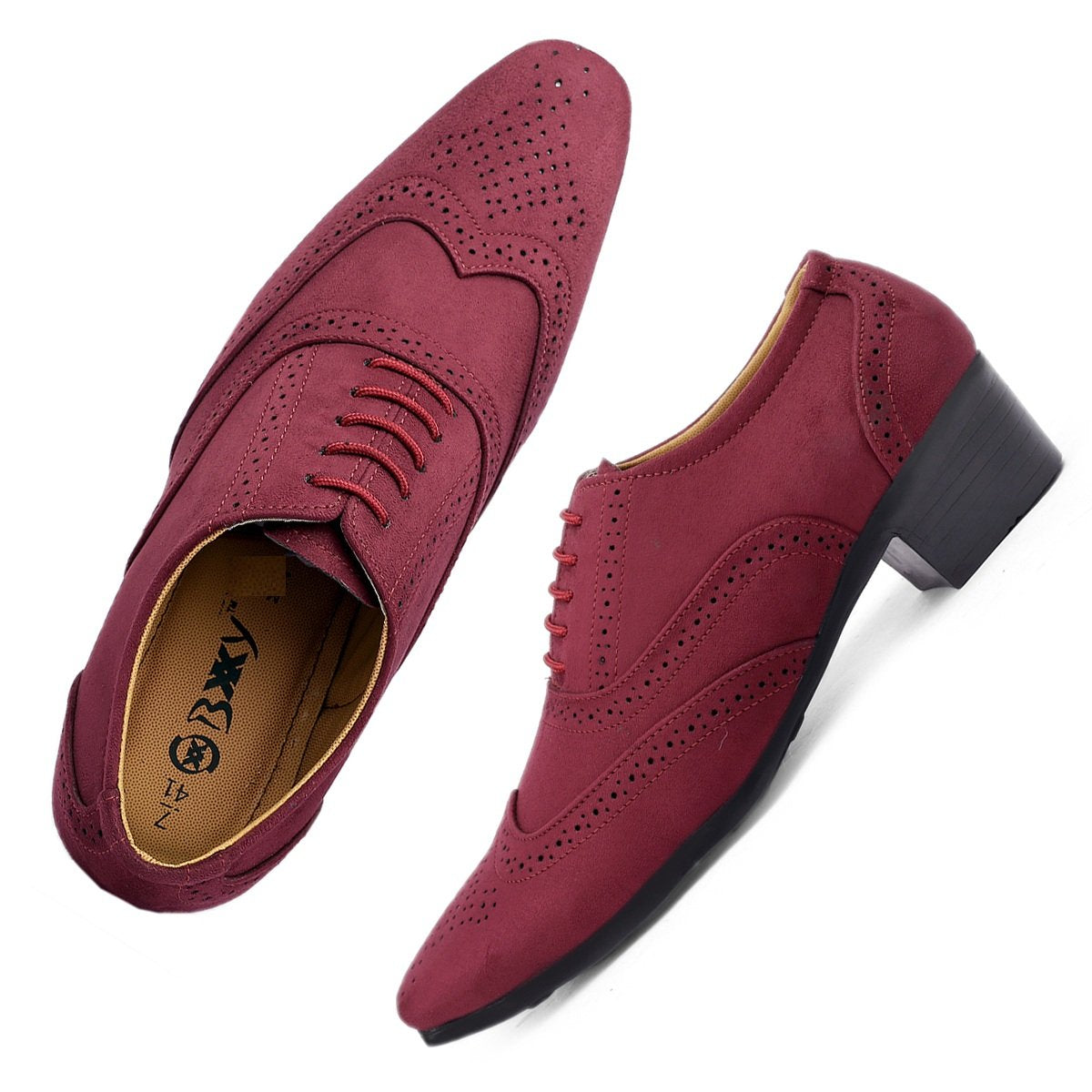 BXXY Mens Suede Height Increasing Casual Oxford Brogue Shoes All Occasions