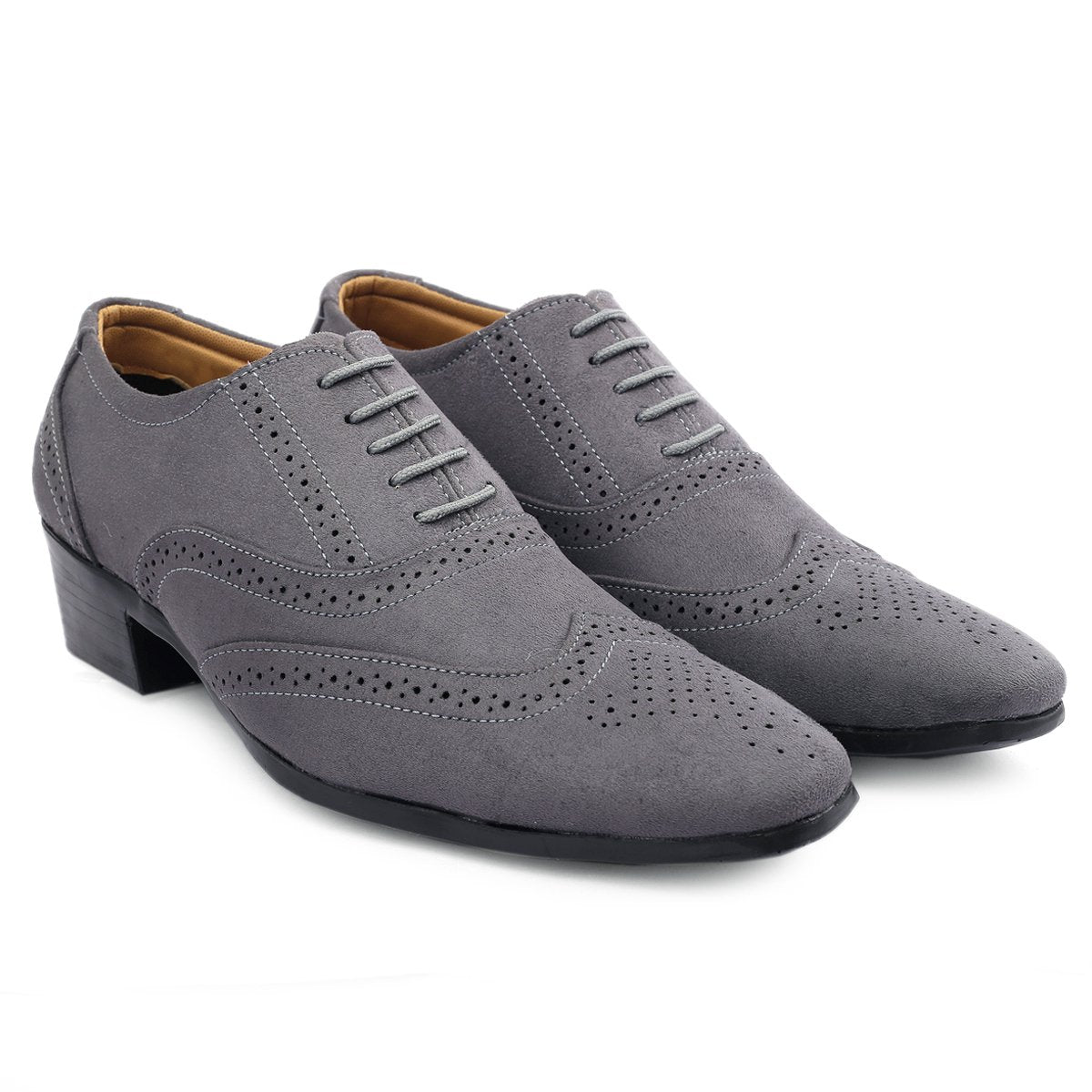 BXXY Mens Suede Height Increasing Casual Oxford Brogue Shoes All Occasions