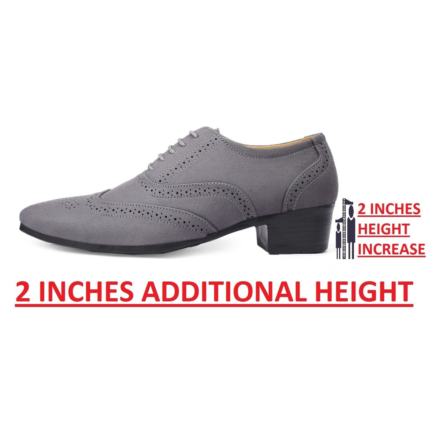 BXXY Mens Suede Height Increasing Casual Oxford Brogue Shoes All Occasions