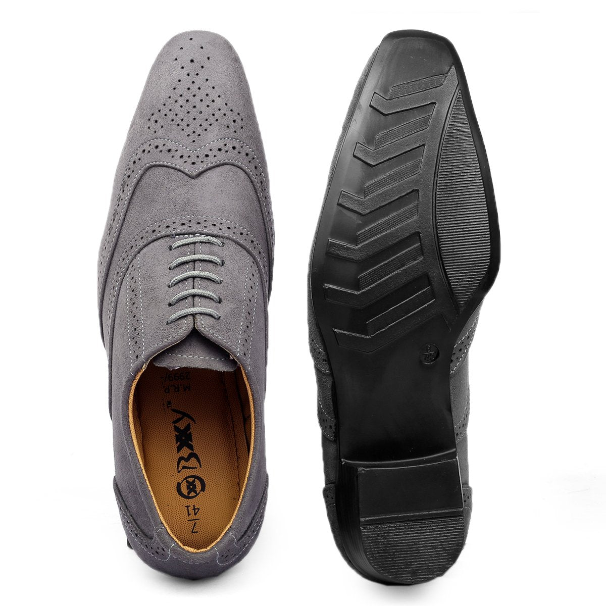 BXXY Mens Suede Height Increasing Casual Oxford Brogue Shoes All Occasions