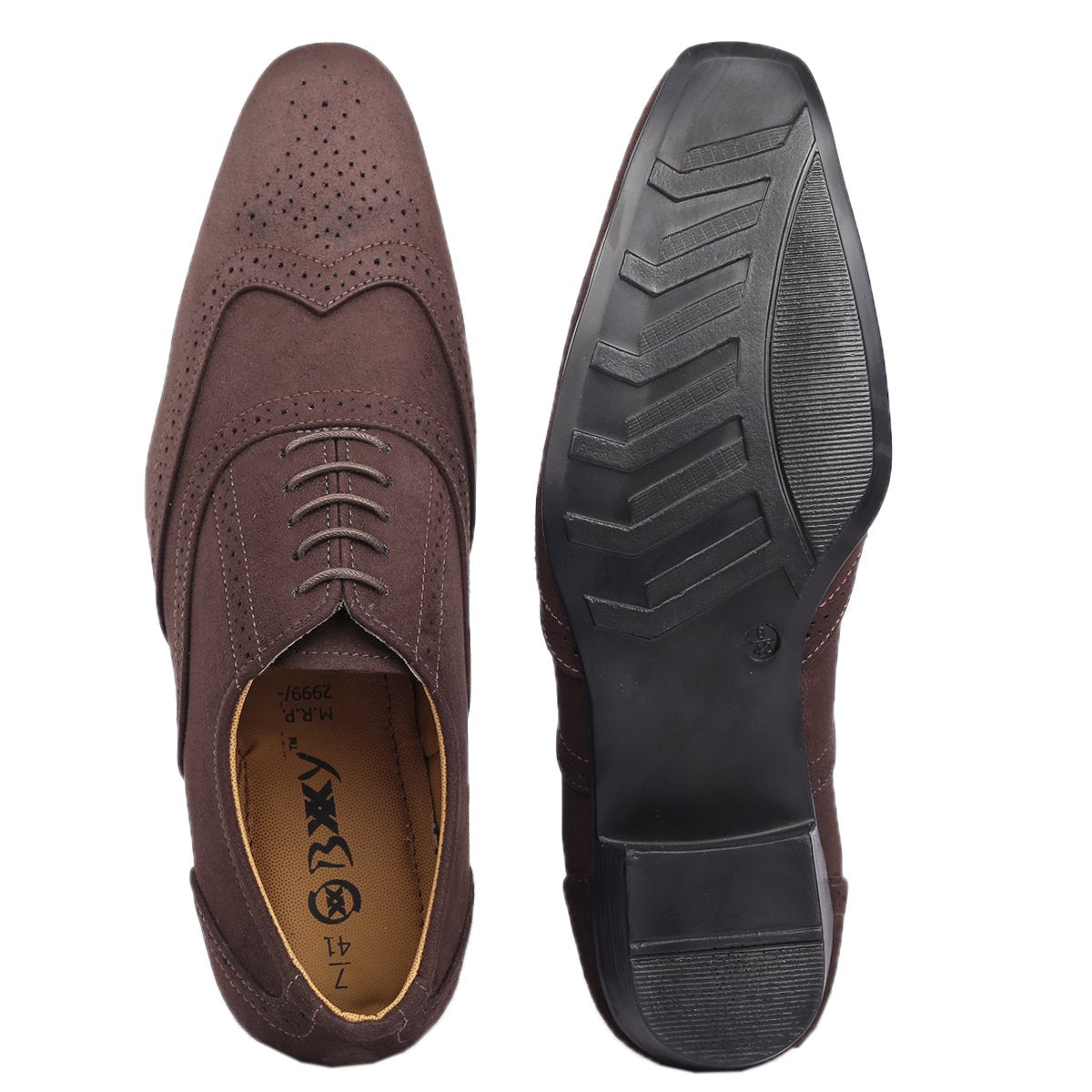 BXXY Mens Suede Height Increasing Casual Oxford Brogue Shoes All Occasions
