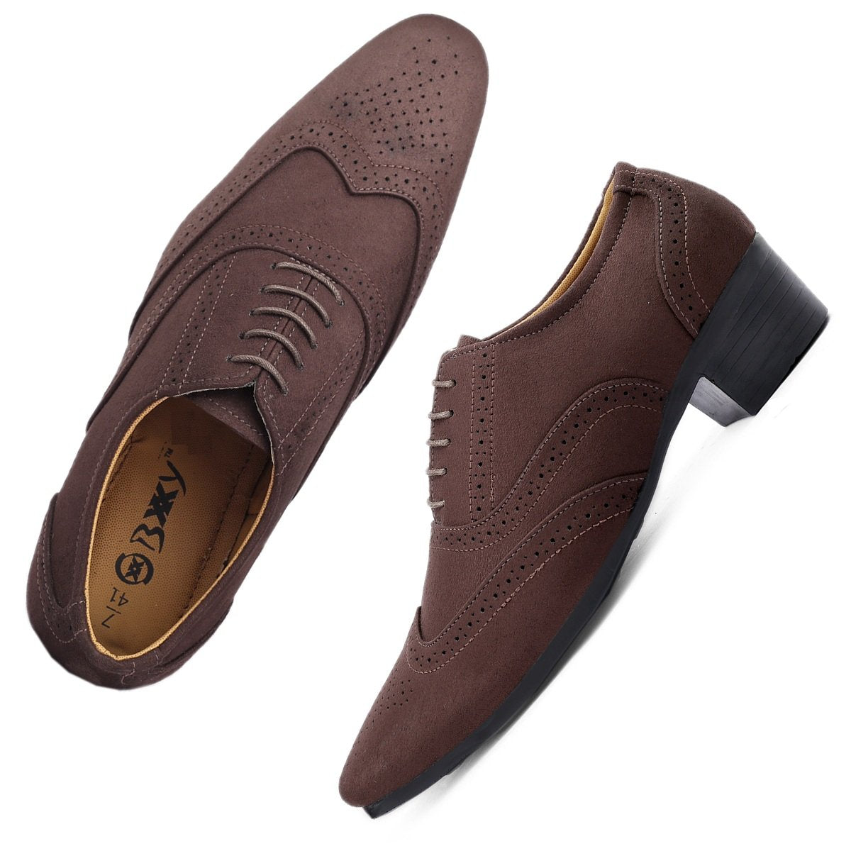 BXXY Mens Suede Height Increasing Casual Oxford Brogue Shoes All Occasions