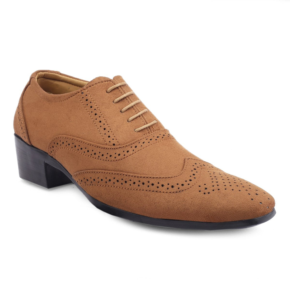 BXXY Mens Suede Height Increasing Casual Oxford Brogue Shoes All Occasions