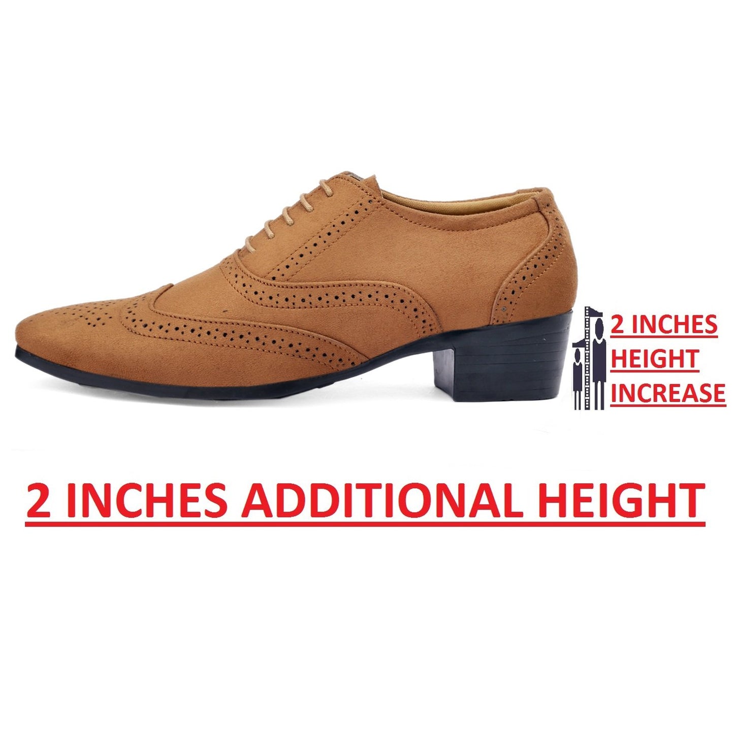 BXXY Mens Suede Height Increasing Casual Oxford Brogue Shoes All Occasions