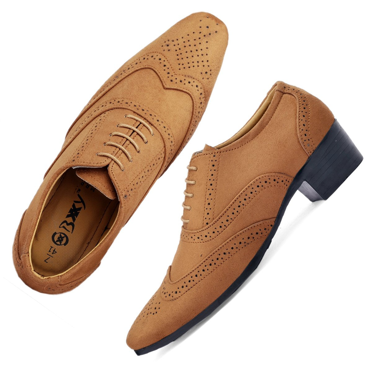 BXXY Mens Suede Height Increasing Casual Oxford Brogue Shoes All Occasions