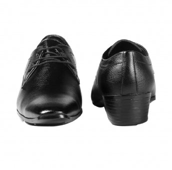 Men/s Height Increasing Derby Faux Upper Formal Wear Black Lace Up Shoes