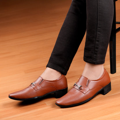 Men's 2 Inch Formal Height Increasing Slip-On Buckle Shoes