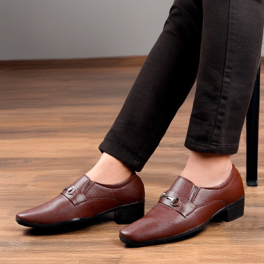 Men's 2 Inch Formal Height Increasing Slip-On Buckle Shoes