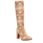 Women's Luxe Faux Snake Knee-High Boots – Black Gloss Finish