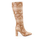 Women's Luxe Faux Snake Knee-High Boots – Black Gloss Finish