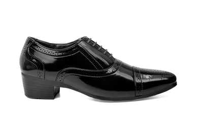 Men's Height Increasing Faux Leather Oxford Semi Brogue Formal Lace-Up Shoes
